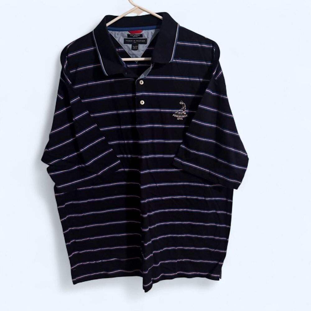 Tommy Hilfiger polo shirt mens XXL navy stripe vintage golf pinehurst